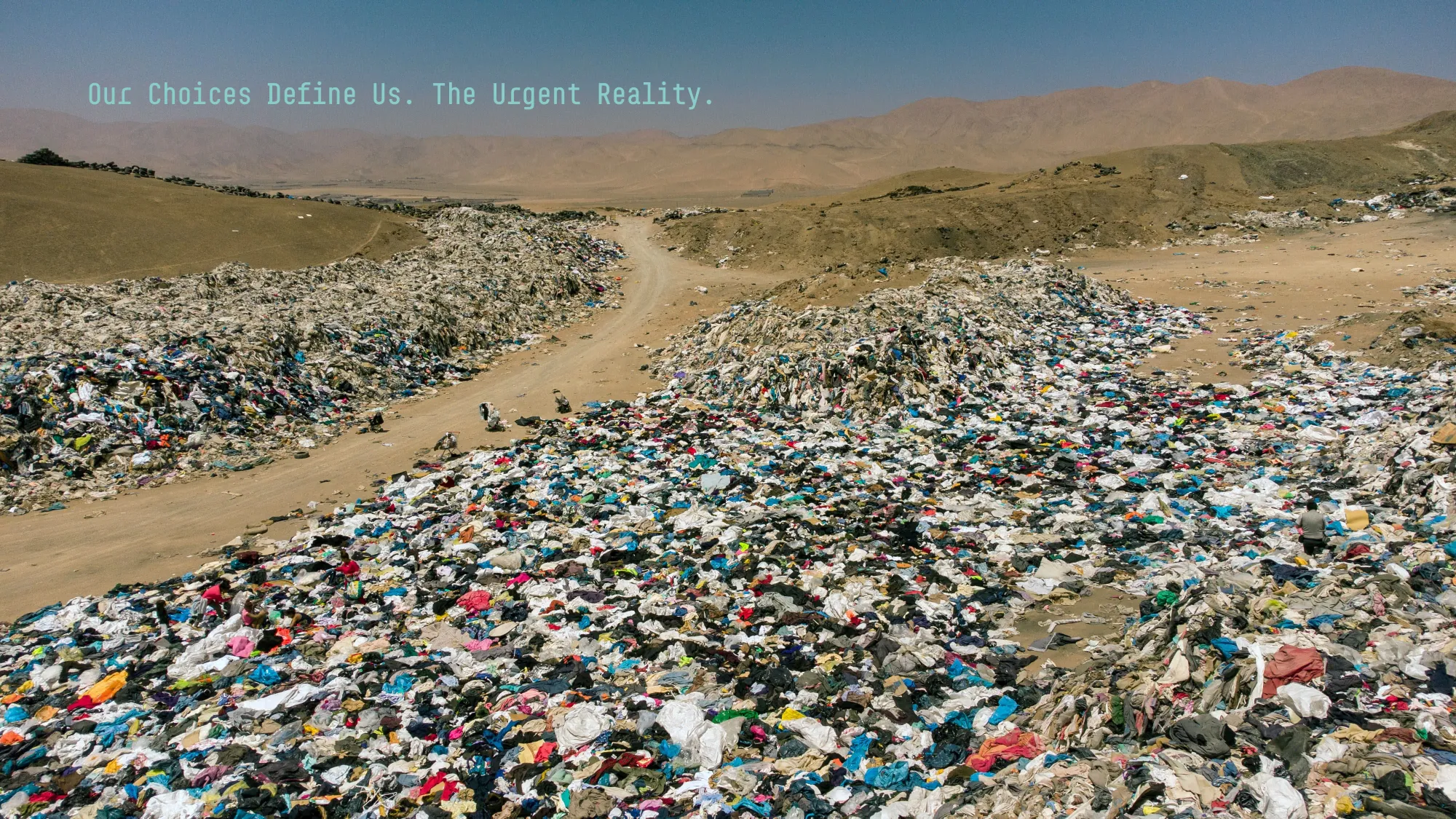 A landfill of discarded textiles, the opening image of the Eeden pitch
