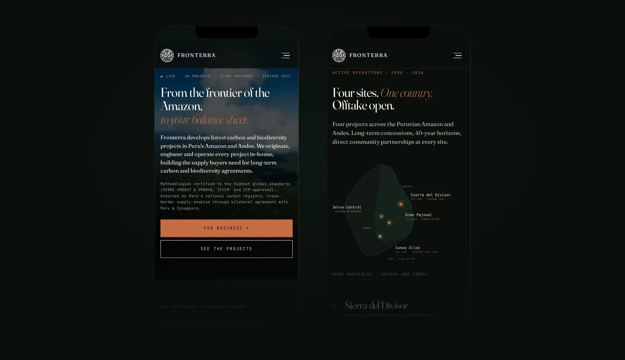 The Fronterra site on mobile