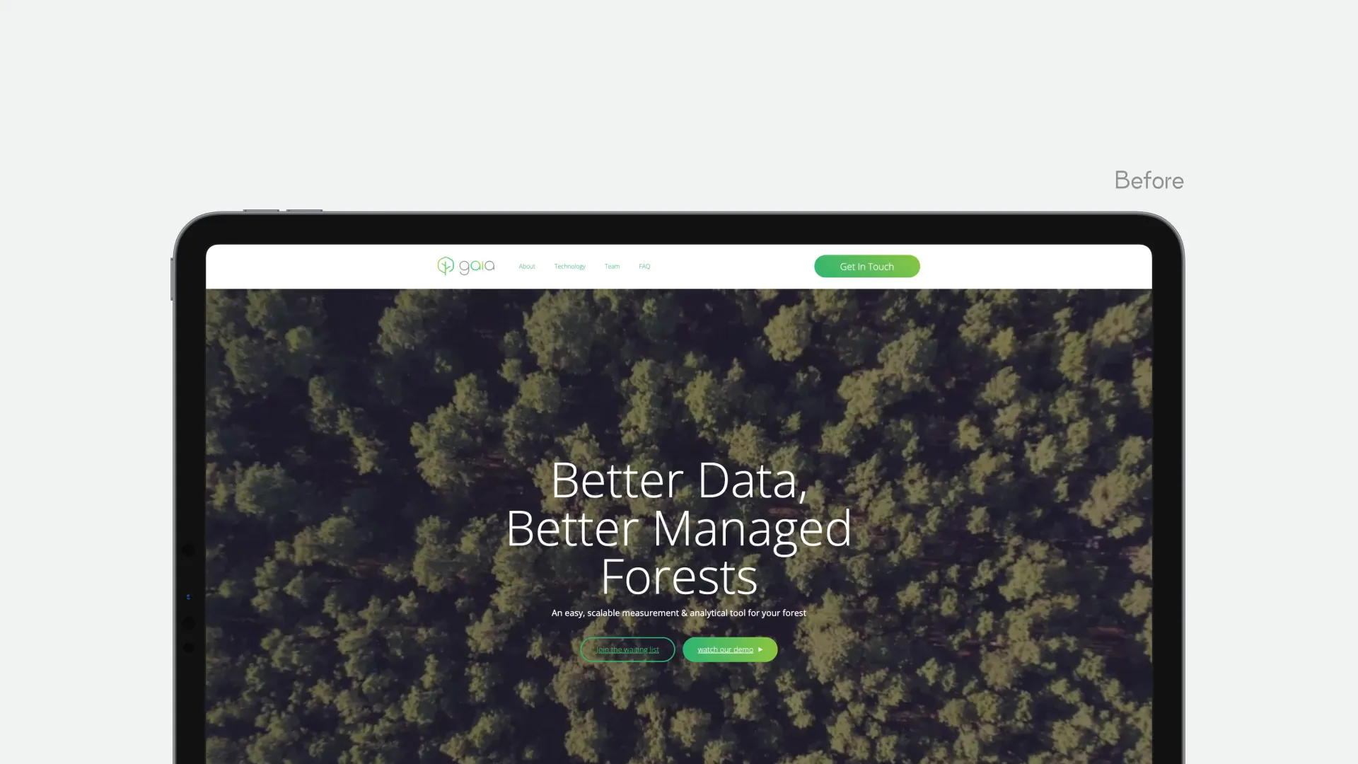 The old Gaia AI homepage